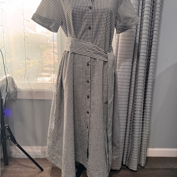 Lisa Marie Fernandez Black and White Checkered Midi Dress - Picture 1 of 12